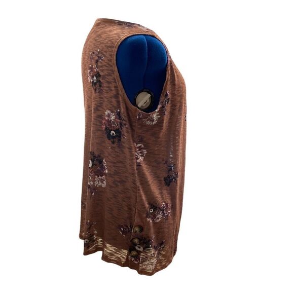 CEST. 1946, Women’s‎ Floral Open Front Vest Brown Size Medium 3 side buttons - Picture 2 of 8